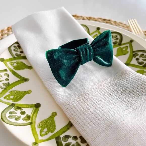 Stylish Bow Napkin Rings – Pine Green Handmade - Wedding Party Event Planner - Picture 9 of 14